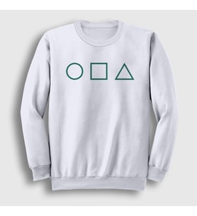 Presmono Unisex Beyaz Green Symbols Squid Game Sweatshirt 260412tt (Beyaz)