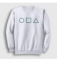 Presmono Unisex Beyaz Green Symbols Squid Game Sweatshirt 260412tt (Beyaz)
