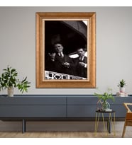 Altın Paspartulu Atatürk  Çerçeveli Tablo C59 (Gold)