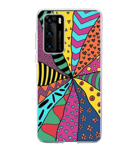 PrintiFy Huawei P40 ile Uyumlu 1mm Slim Fit Retro Renkler 4 Baskılı Şeffaf  Kılıf