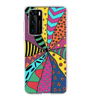 PrintiFy Huawei P40 ile Uyumlu 1mm Slim Fit Retro Renkler 4 Baskılı Şeffaf  Kılıf