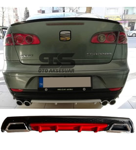 Seat Cordoba Difüzör Arka Tampon Eki 2 Egzoz Çıkışlı Kırmızı Lüx Tip