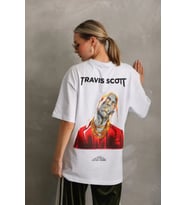 Unisex Baskılı Oversize T-Shirt - Beyaz