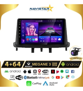 Megane 3 Kablosuz Carplay 4+64 GB Android 13 Navigasyon Multimedya Sistemi