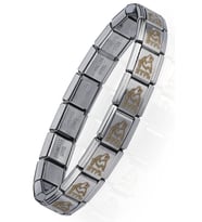 Kurt Kafası Göktürkçe Türk Yazılı İtalyan Charm Unisex Çelik Bileklik scb57 (Beyaz)