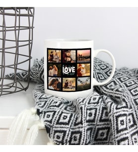 Kişiye Özel 16 Fotoğraflı Love Temalı Kupa Bardak HK5005 (Beyaz)