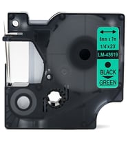 PUUN®Dymo D1 43619 6 mm x 7 mt Muadil Yeşil Etikete Siyah Yazı Şerit Etiket Kaseti (Çok Renkli)