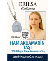 Sertifikalı Ham İşlenmemiş Akuamarin Taşı Kolye – Sakinlik, Akış ve İfade Gücü Taşı (Çok Renkli)