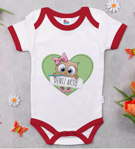 BK Kids Kişiye Özel İsimli Kırmızı Bebek Body Zıbın-45