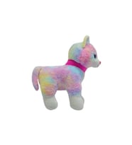 PELUŞ KEDİ 30 CM PEMBE TOKALI AYAKTA DURAN KEDİ - Uyku Ve Oyun Arkadaşı Peluş Oyuncak (Çok Renkli)