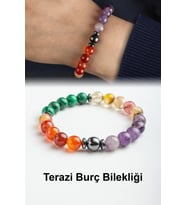 Terazi Burç Bilekliği Karnelyan Akik-Sıkma Malakit-Ametist-Kuvars Doğal Taş 8mm Bileklik