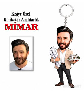 Fotoğraftan Kişiye Özel Kişiye Mimar Karikatür Anahtarlık Karikatürlü 8 cm MDF Anahtarlık - Kişiye Mimar Karikatür Anahtarlık Hediyesi Mühendise ve Teknik Meslek Sahibine Hediye