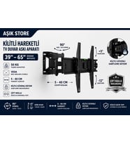 Full Motion TV Askı 39–65 İnç 50 KG