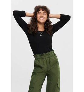 Only Kadın Siyah Basic Uzun Kollu T-shirt Bluz - 15204712