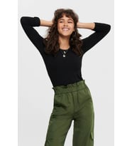 Only Kadın Siyah Basic Uzun Kollu T-shirt Bluz - 15204712
