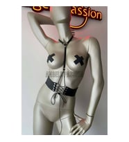 Klipsli Deri Korse Harness - Deri Korse Elbise (Kırmızı)