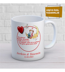 Kişiye Özel İsim Yazılabilir Sevgi Temalı Kupa Bardak