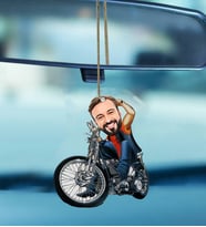 Kişiye Özel Motorcu Tasarımlı Karikatür Araba Dikiz Ayna Süsü 175