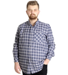 Mode XL Büyük Beden Erkek Gömlek Ekose Uzun Kollu 23300 Grimelanj