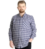 Mode XL Büyük Beden Erkek Gömlek Ekose Uzun Kollu 23300 Grimelanj