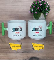 Ortopedi Uzmanı Kupa Bardak T Yeşil Kulplu Tıp Bayramı Hediyesi