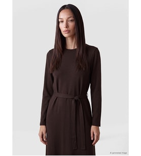 LCW EVERYDAY Kahverengi Soft Touch Beli Kuşaklı Elbise