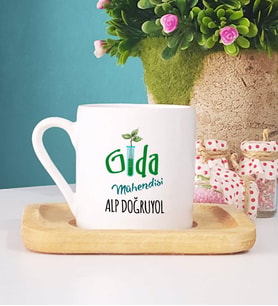 Gıda Mühendisi Türk Kahvesi Fincanı Ahşap Altlıklı