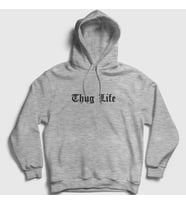 Presmono Unisex Gri Thug Life 2pac Tupac Shakur Kapüşonlu Sweatshirt 370022tt (Gri)