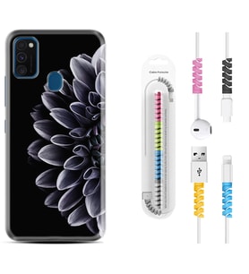 Samsung M21 M22 M23 M30 M31S M32 Kılıf Kablo Koruma Spiral Silikon Çiçekler 1639
