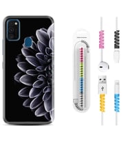 Samsung M21 M22 M23 M30 M31S M32 Kılıf Kablo Koruma Spiral Silikon Çiçekler 1639