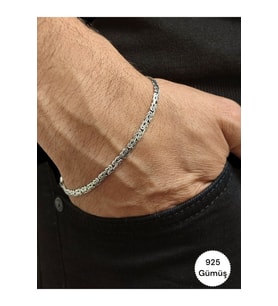 925 Ayar Gümüş 3.5 mm Yassı Ezme Kral Bileklik