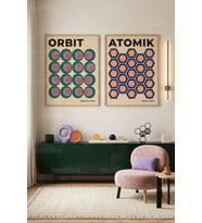 Geometrik ve Soyut Desenler 2'li Ahşap Çerçeveli Tablo Seti