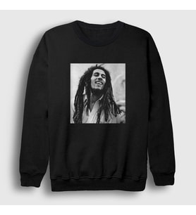 Presmono Unisex Siyah Photo Bob Marley Sweatshirt 265523tt
