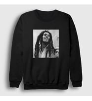 Presmono Unisex Siyah Photo Bob Marley Sweatshirt 265523tt