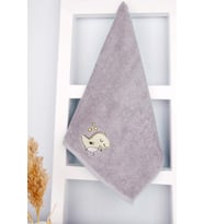 %100 Pamuk 50x90 Gri Nakışlı El / Yüz Havlusu