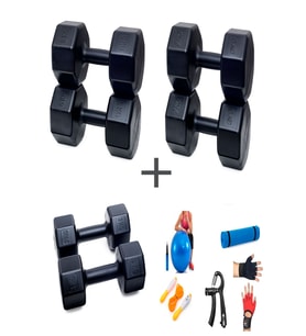 PS SPOR 3 ÇİFT DAMBIL SET 3 KG + 6 KG + 9 KG + 5 ÇEŞİT EGZERSİZ SETİ