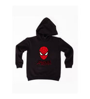 Spiderman baskılı örümcek adam kapüşonlu pamuklu kumaş çocuk sweatshirt (Siyah)