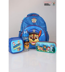 YENİ SEZON LİSANSLI PAW PATROL OKULDA MACERA KOLEKSİYONU OKUL ÇANTASI,KALEM ÇANTASI,MATARA VE BESLENME KABI OKUL SETİ (Mavi)