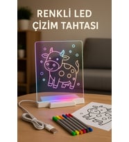 Renkli LED Işıklı Çizim ve Boyama Panosu, Eğitici ve Eğlenceli Çizim Tahtası