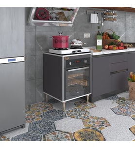 Kenzlife ankastre modülü kabini pança tantra gri 89-81*60*56 fırın ocak dolabı ayarlı ayaklı üstü kapalı