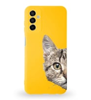 Samsung Galaxy M13 Uyumlu Lansman Kılıf. Altı Kapalı İçi Kadife  Catface Tasarımlı Silikon Kapak (Şeffaf)