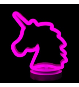 Neon Işıklı Unicorn Masa Gece Lambası Pil Usb