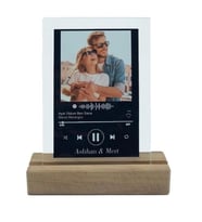 Kişiye Sevgiliye Özel Fotoğraflı ve Barkodlu Spotify Masaüstü Plak (Açık Gri - Beyaz)