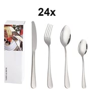410 Çelik 24 Parça 6 Kişilik Gri Yemek Kaşık Çatal Bıçak Seti cin733by