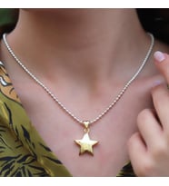 Gold Kaplama Yıldız Gümüş Kolye