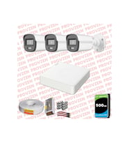 Provzen Hikvision ColorVu Full HD 3 Kameralı Gece Renkli Güvenlik Kamerası Olay Anında bildirim
