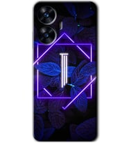 Realme C55 Kılıf HD Desen Baskılı Kılıf - Dark Neon Yaprak I Harfi