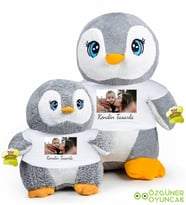 Kendin Tasarla 85 Cm Tişörtlü Büyük Penguen (Gri)