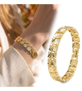 Premium Şık ve Parlak Solara 24K Gold Kaplama 8 mm Kadın Bijuteri Bileklik 3183KBV5D10 (~18cm)