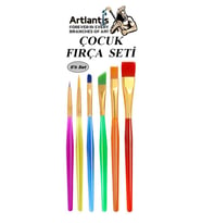 Fırça Seti 6 Lı Kısa Sap Çocuk Resim Fırçası 1 Paket Suluboya Akrilik Boya Guaj Boya Fırca Seti